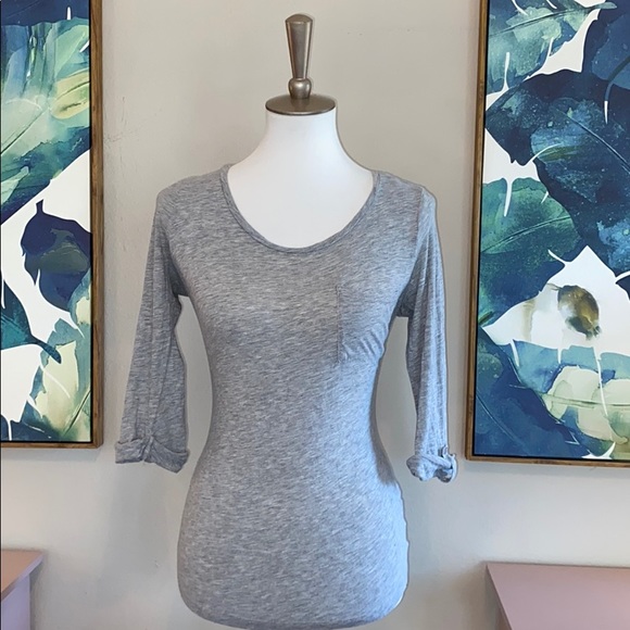 Cynthia Rowley Tops - Cynthia Rowley Gray 3/4 Sleeve Knit Top Small EUC